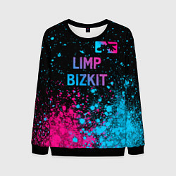 Свитшот мужской Limp Bizkit - neon gradient: символ сверху, цвет: 3D-черный