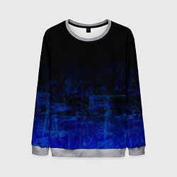 Свитшот мужской Однотонный черный и темно синий гранжевый градиент, цвет: 3D-меланж