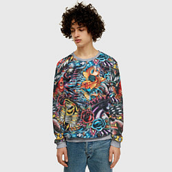 Свитшот мужской Татуировки, цвет: 3D-меланж — фото 2