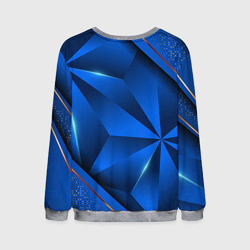 Мужской свитшот Герб РФ на синем объемном фоне / 3D-Меланж – фото 2