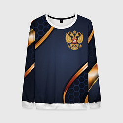 Свитшот мужской Blue & gold герб России, цвет: 3D-белый