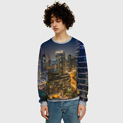 Свитшот мужской Ночной красочный город, цвет: 3D-меланж — фото 2