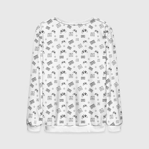 Мужской свитшот 90s pattern on white / 3D-Белый – фото 2