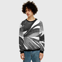 Свитшот мужской Чёрно-белый тропический вайб, цвет: 3D-черный — фото 2