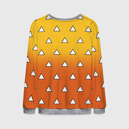 Мужской свитшот Оранжевое кимоно с треугольниками - Зеницу клинок / 3D-Меланж – фото 2
