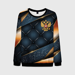 Свитшот мужской Золотой герб России на объемном фоне, цвет: 3D-черный