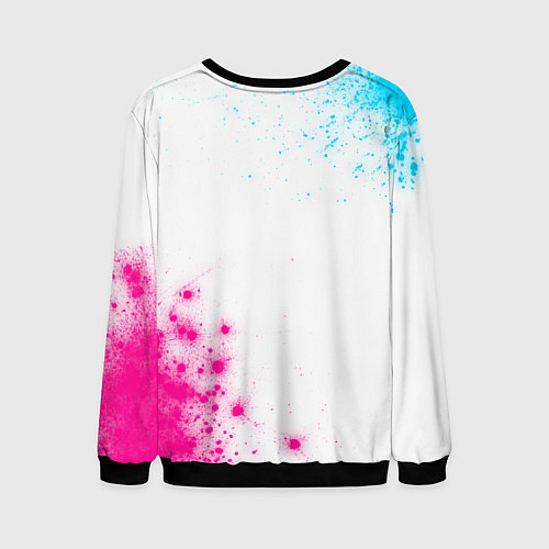 Мужской свитшот Bon Jovi neon gradient style: надпись, символ / 3D-Черный – фото 2