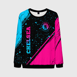 Свитшот мужской Chelsea - neon gradient: надпись, символ, цвет: 3D-черный