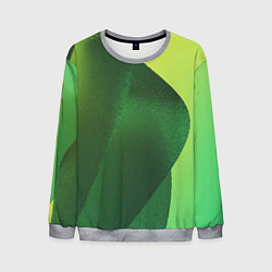 Свитшот мужской Зелёные абстрактные волны, цвет: 3D-меланж