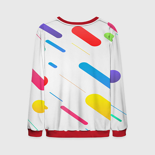 Мужской свитшот Разноцветные круги и полосы / 3D-Красный – фото 2