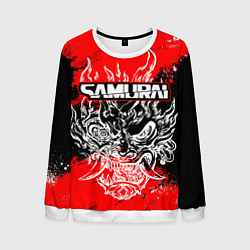 Мужской свитшот Самурай - Маска Они - киберпанк