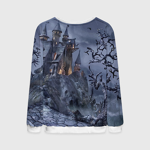 Мужской свитшот Старый заброшенный замок - Halloween / 3D-Белый – фото 2