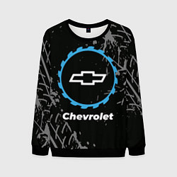 Свитшот мужской Chevrolet в стиле Top Gear со следами шин на фоне, цвет: 3D-черный