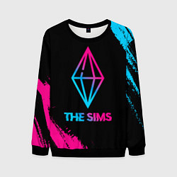 Свитшот мужской The Sims - neon gradient, цвет: 3D-черный