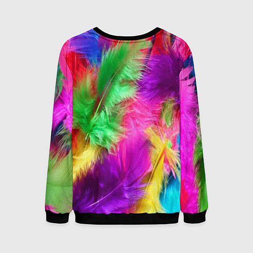 Мужской свитшот Яркие разноцветные перья / 3D-Черный – фото 2