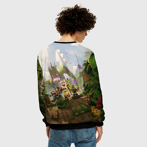 Мужской свитшот Джунгли - Майнкрафт / 3D-Черный – фото 4