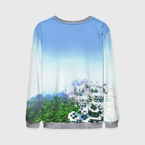 Мужской свитшот Зимний пейзаж - Майнкрафт / 3D-Меланж – фото 2