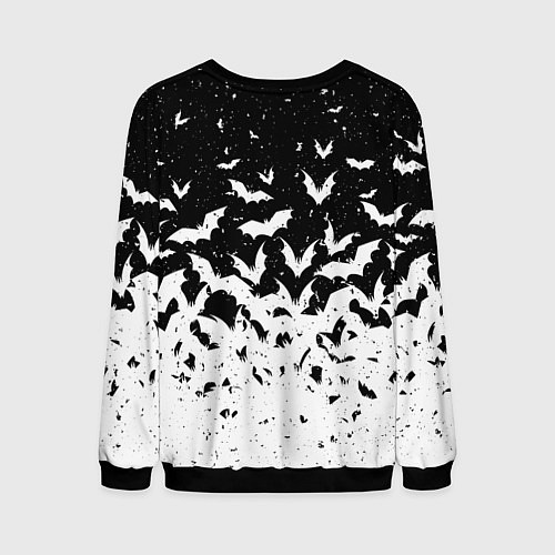 Мужской свитшот Black and white bat pattern / 3D-Черный – фото 2