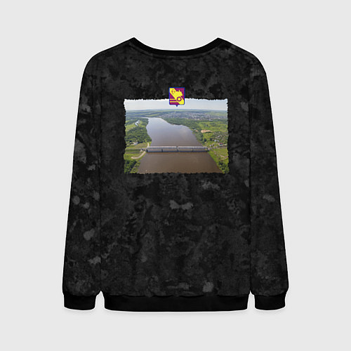 Мужской свитшот Вятские Поляны - вокзал / 3D-Черный – фото 2