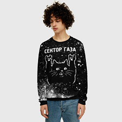Свитшот мужской Группа Сектор Газа и рок кот, цвет: 3D-черный — фото 2