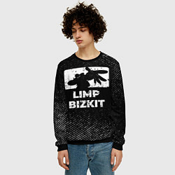 Свитшот мужской Limp Bizkit с потертостями на темном фоне, цвет: 3D-черный — фото 2