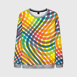 Свитшот мужской Геометрический узор яркие полосатые волны, цвет: 3D-меланж
