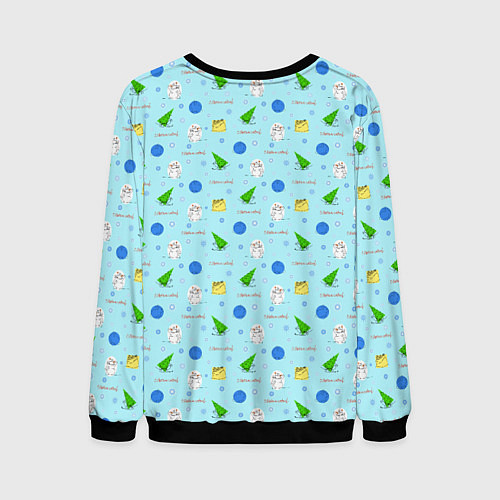 Мужской свитшот Новогодний геометрический арт лайн принт с кролико / 3D-Черный – фото 2