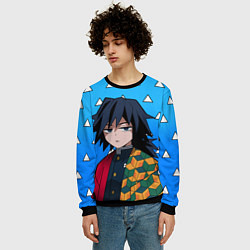 Свитшот мужской Гию Томиока: Мем - Градиент, цвет: 3D-черный — фото 2