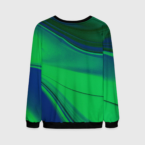 Мужской свитшот Зелёно-синий песок и блёстки / 3D-Черный – фото 2