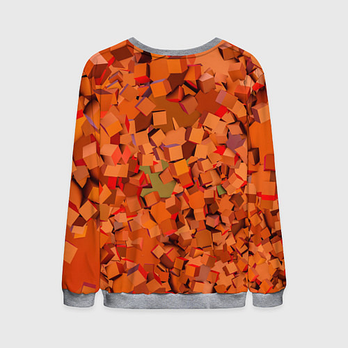 Мужской свитшот Оранжевые кубы в абстракции / 3D-Меланж – фото 2