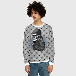 Свитшот мужской Скелет панка, цвет: 3D-белый — фото 2
