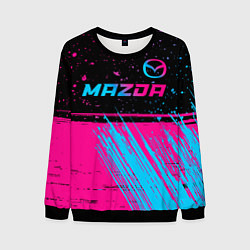 Свитшот мужской Mazda - neon gradient: символ сверху, цвет: 3D-черный