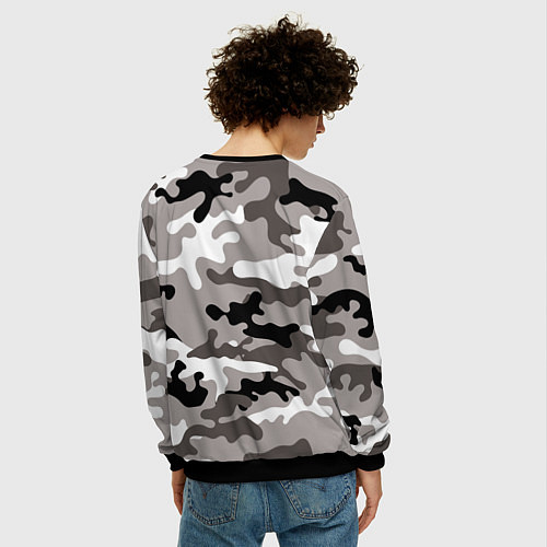 Мужской свитшот Камуфляж Urban крупный / 3D-Черный – фото 4