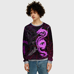 Свитшот мужской Неоновый дракон purple dragon, цвет: 3D-меланж — фото 2