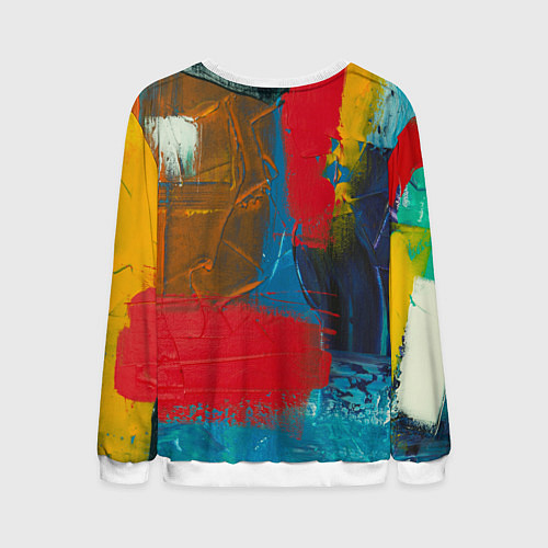 Мужской свитшот Разноцветные мазки краской / 3D-Белый – фото 2