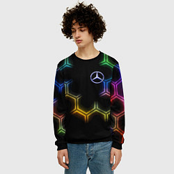 Свитшот мужской Mercedes - neon pattern, цвет: 3D-черный — фото 2