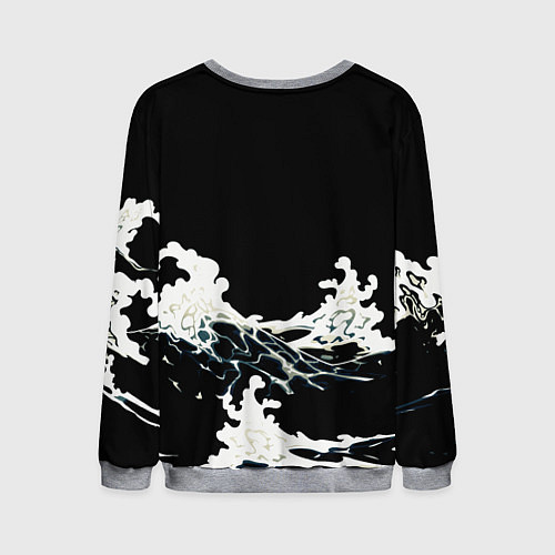 Мужской свитшот Волны и рыбки / 3D-Меланж – фото 2