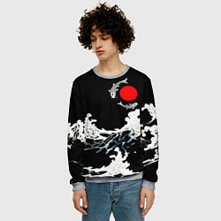 Свитшот мужской Волны и рыбки, цвет: 3D-меланж — фото 2