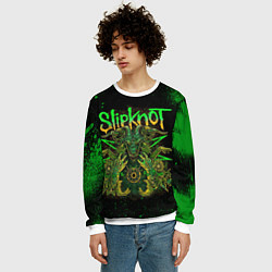 Свитшот мужской Slipknot green satan, цвет: 3D-белый — фото 2