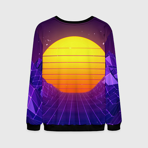 Мужской свитшот Retro wave sun / 3D-Черный – фото 2
