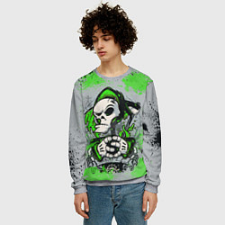 Свитшот мужской Slipknot скелет green, цвет: 3D-меланж — фото 2