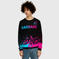 Свитшот мужской Garbage - neon gradient: символ сверху, цвет: 3D-черный — фото 2