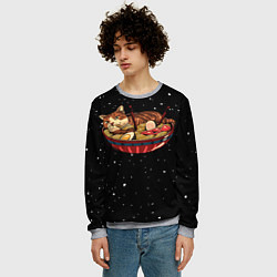 Свитшот мужской Суши Кот в Космосе, цвет: 3D-меланж — фото 2