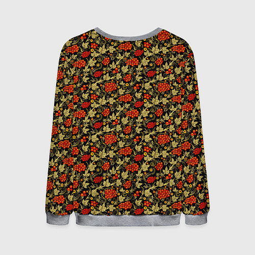 Мужской свитшот Хохлома - красные ягоды / 3D-Меланж – фото 2