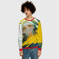 Свитшот мужской Киберпанк: Бегущие по краю Ребекка, цвет: 3D-красный — фото 2