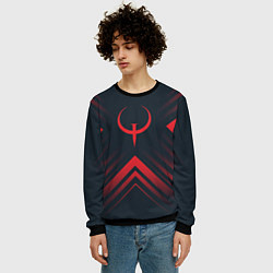 Свитшот мужской Красный символ Quake на темном фоне со стрелками, цвет: 3D-черный — фото 2