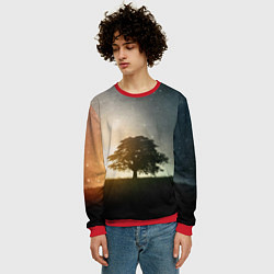 Свитшот мужской Раскидистое дерево на фоне звёздного неба, цвет: 3D-красный — фото 2