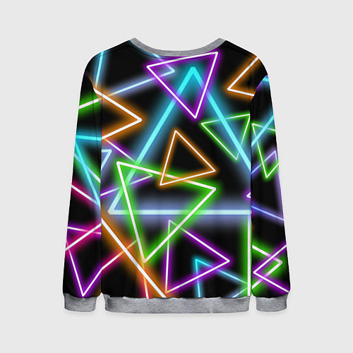Мужской свитшот Неоновые треугольники - текстура / 3D-Меланж – фото 2