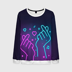 Свитшот мужской Корейский символ любви - Неон, цвет: 3D-белый