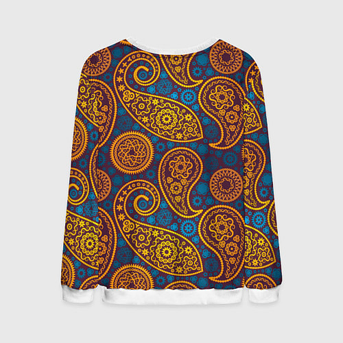 Мужской свитшот Узор Пейсли - индийский орнамент / 3D-Белый – фото 2